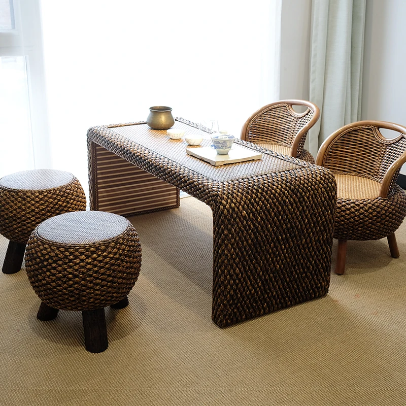 Japanese Tatami Floor Coffee Tables Rattan Wicker Tea Home Living Room Furniture Window Table Indoor Japan Chess Desk