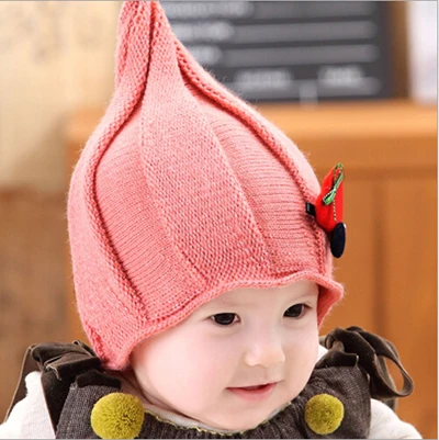 Hilenhug, детская шапка эльфа для мальчиков и девочек от 5 до 36 месяцев, детская шапочка, вязаная теплая шапка, шерстяные шляпы волшебника, Зимняя мода - Цвет: pink