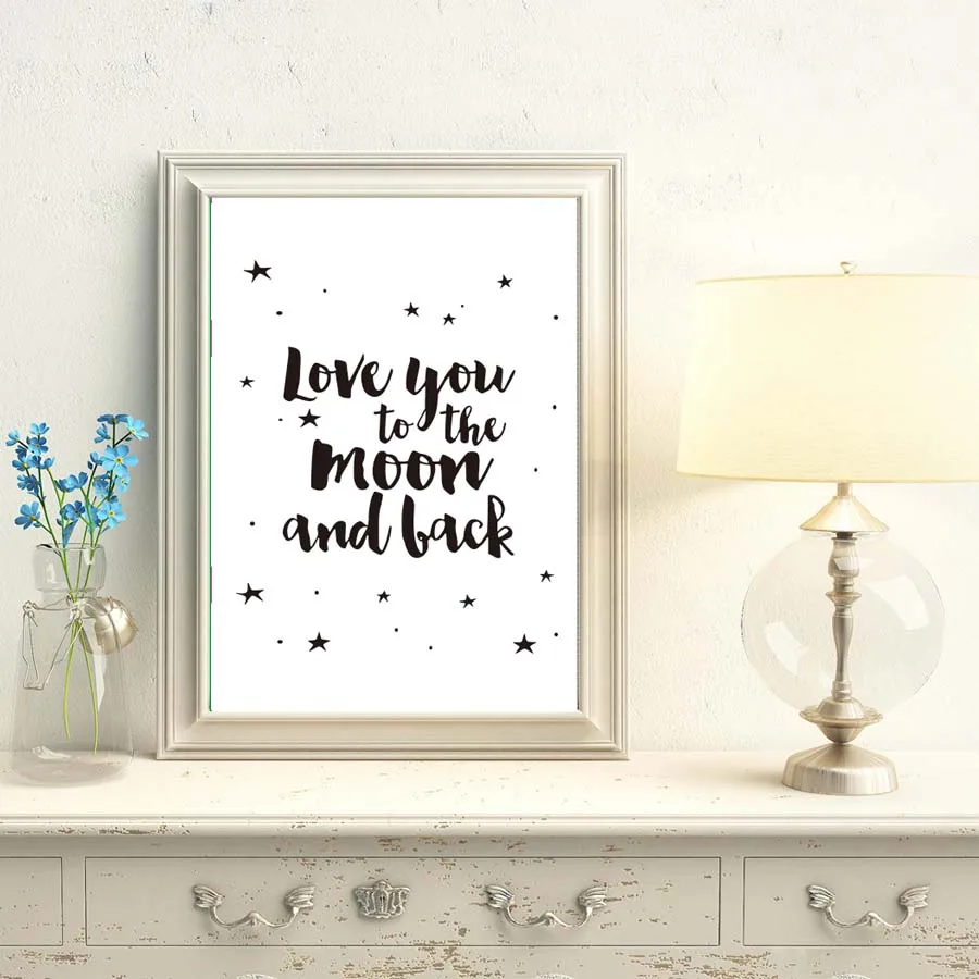 FN плакат с надписью Love You To The Moon And Back художественный печатный со звездами