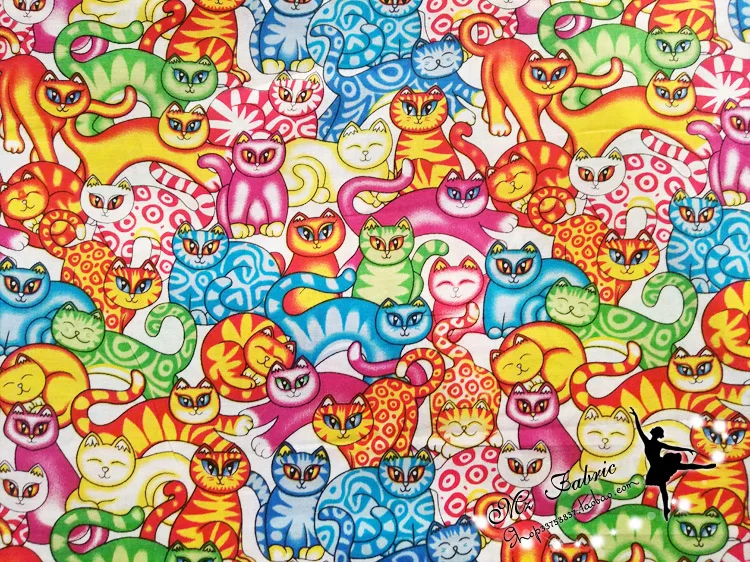 50*143 см Радуга пятнистый Кот лоскутное изделие из хлопчатобумажной ткани ткань, птица DIY шитье стеганое жир четверти материал