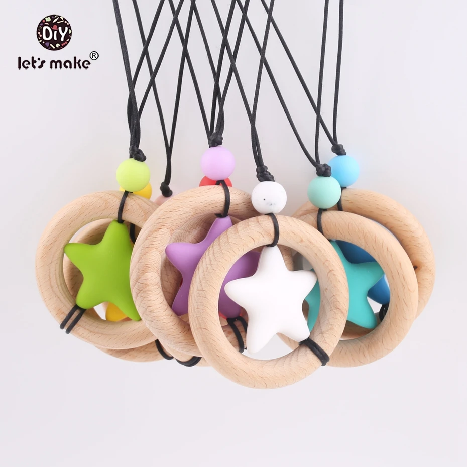 Buy Let's make 5pcs Wooden Teether 60mm Beech Teething