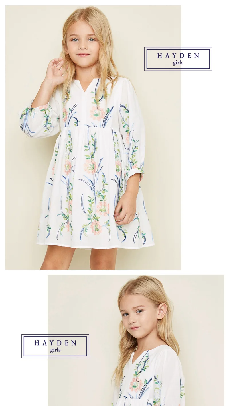 kids flower embroidery dress G3817-9