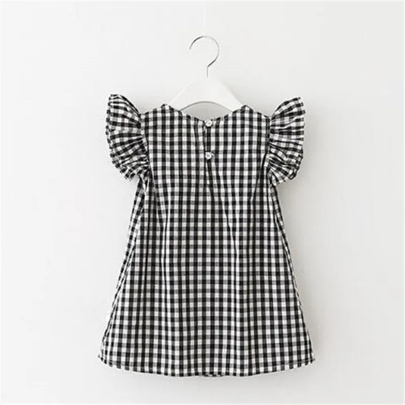 Одежда для маленьких девочек; летнее платье для новорожденных; клетчатые платья с оборками и рукавами для малышей; 2-7T