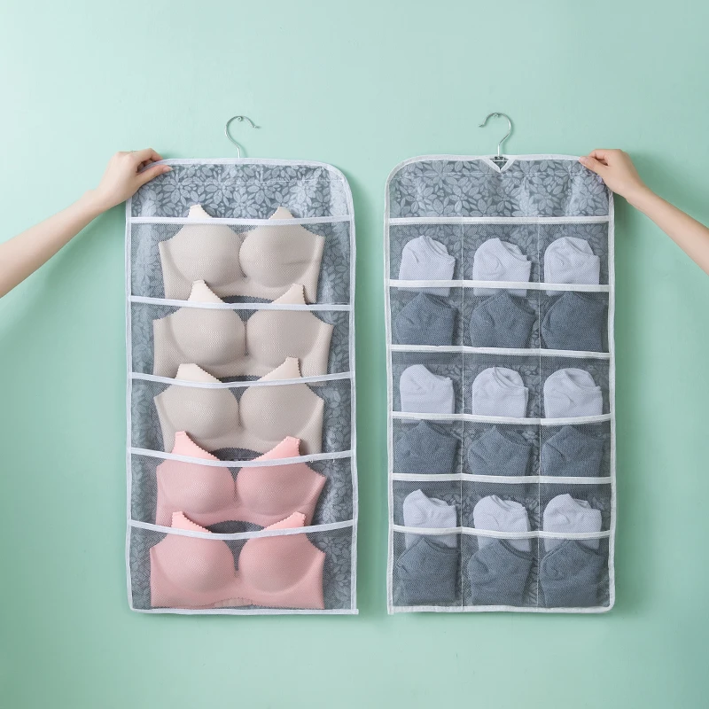 

Sock Bra Underwear storage hanging bag double-sided 15-18 grid High quality Non-woven Wardrobe Clothing Sundries Organizer 1 Pcs