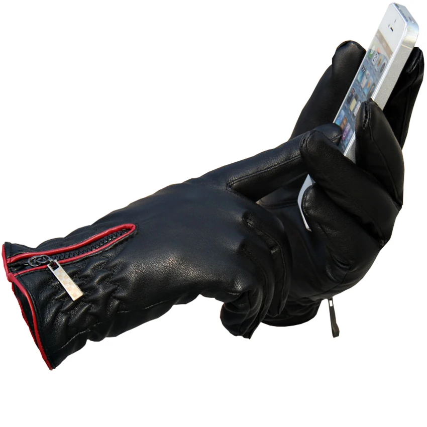 Soft PU Leather Gloves Women for Touched Screen Winter Outdoor Driving