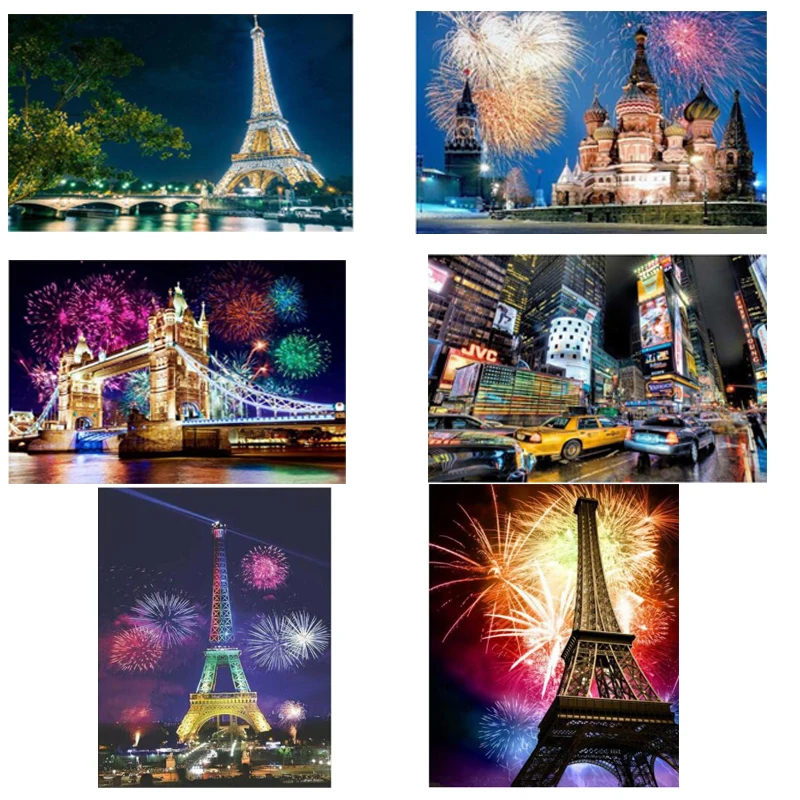 5d Diy Diamond Painting Scenery Paris New York Moscow Embroidery 5D Cross Stitch Mosaic Home Kit | Дом и сад