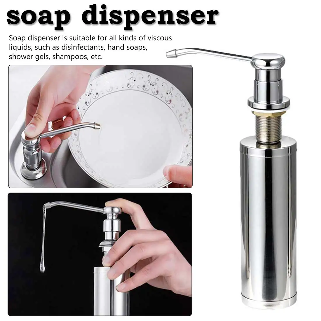 

Cheaper Stainless Steel Liquid Soap Dispenser Kitchen Sink Soap Box Free Shipping Chrome Soap Bottle