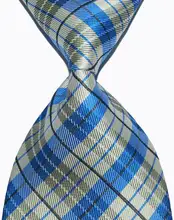 Brand New Classic Yellow Plaid Tie Light Blue Jacquard Woven 100% Silk Fashion Business Wedding Party Men’s Ties Necktie