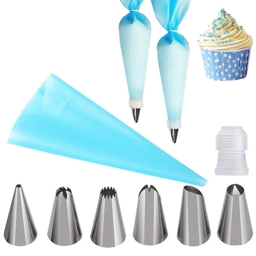 

8PCS Pastry Nozzles And Coupler Icing Piping Tips Sets Stainless Steel Rose Cream Bakeware Cupcake Cake Decorating#292483