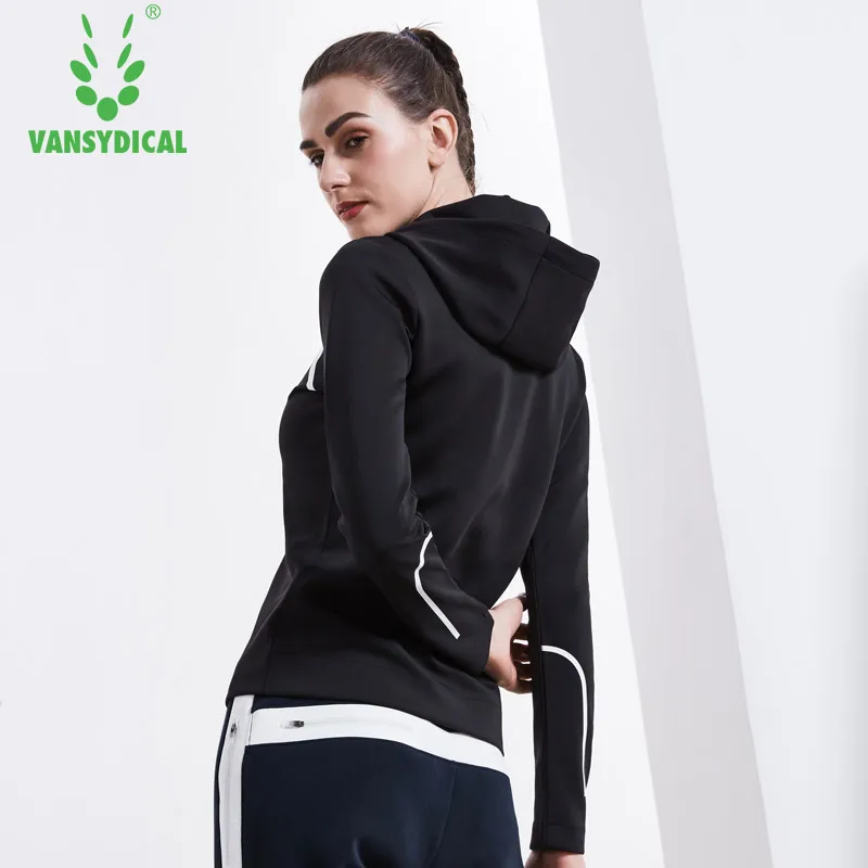 Vansydical женская спортивная куртка с капюшоном для бега фитнес Йога Куртки Топы