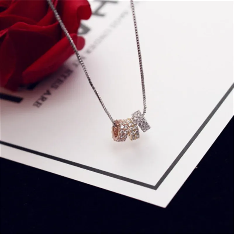 

CX-Shirling 2017 Women Luxurious 3 Colors Zircon Shiny Necklace Short Design Collar Pendant Necklace Brand Design Mix Colors