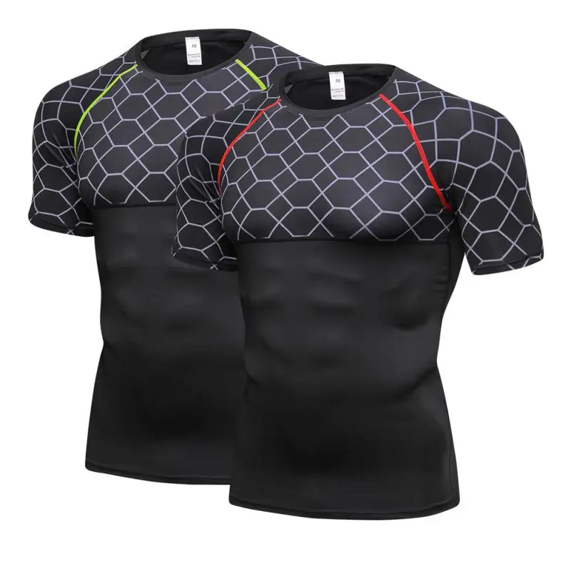 Мужская футболка для бега Rashgard, мужская спортивная рубашка для спортзала, спортивная одежда для спортзала, для сухого пота, высокие обтягивающие футболки для кроссфита, футболка для бега