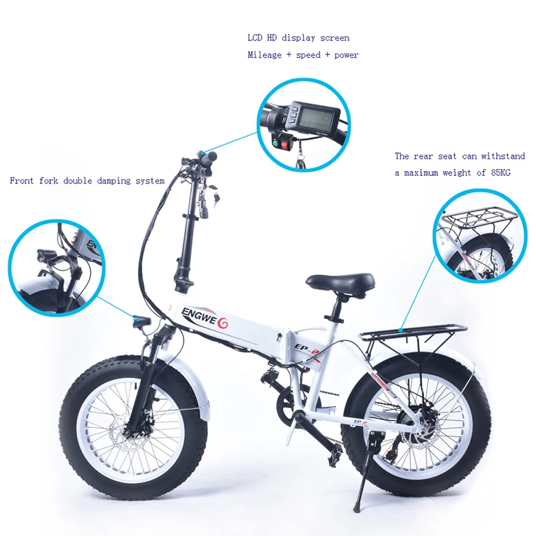 Top Electric bike 20" 4.0 Fat Tire bike Aluminum Foldable electric Bicycle 48V12A Lithium Battery 350W Powerful Mountain/Snow e bike 21