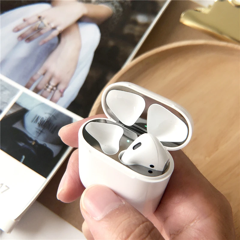 

New Arrival Metal Dust Guard Protective Sticker for Apple AirPods Case Earphone Case Shell Skin