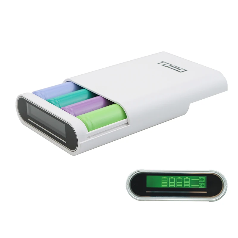bilder für New tomo diy power fall für iphone android 18650 ladegerät dual usb 5 v 2a lcd-anzeige bildschirm 4 slots energienbank Box bilder für New tomo diy power fall für iphone android 18650 ladegerät dual usb 5 v 2a lcd-anzeige bildschirm 4 slots energienbank Box
