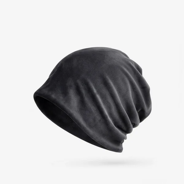 NUZADA, зимняя шапка, одноцветная, унисекс, для мужчин и женщин, Skullies Beanies, шапка, Вязанная, двойные, многослойные шапочки, капот, две функции - Цвет: Dark gray