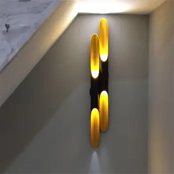 

Modern Black gold wall lamps for living room LED wall lights up down aluminum pipe wing 2 lights indoor lighting wall sconces