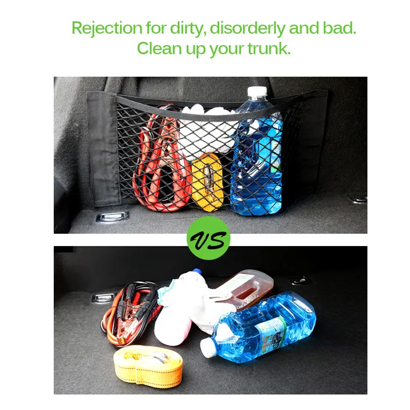 

TOSPRA Universal Car Mesh Net Bag Styling New Car Back Rear Trunk Seat Elastic String Net Storage Bag Pocket Cage Luggage Holder