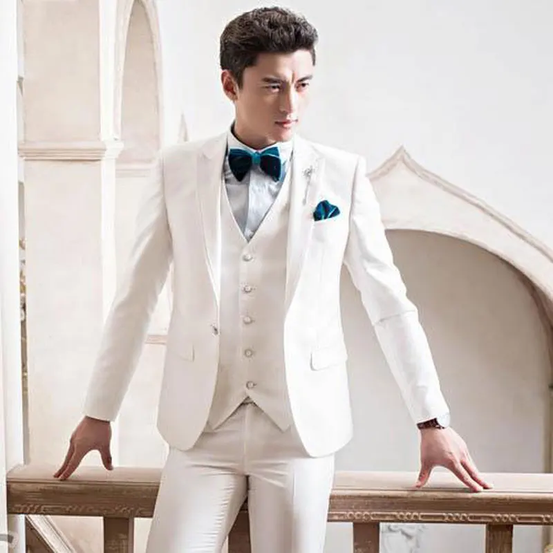 

Latest Coat Pants Designs White Wedding Suits for Men Blazers Groom Tuxedo Slim Terno Masculino Costume Homme Male Suits 3Piece