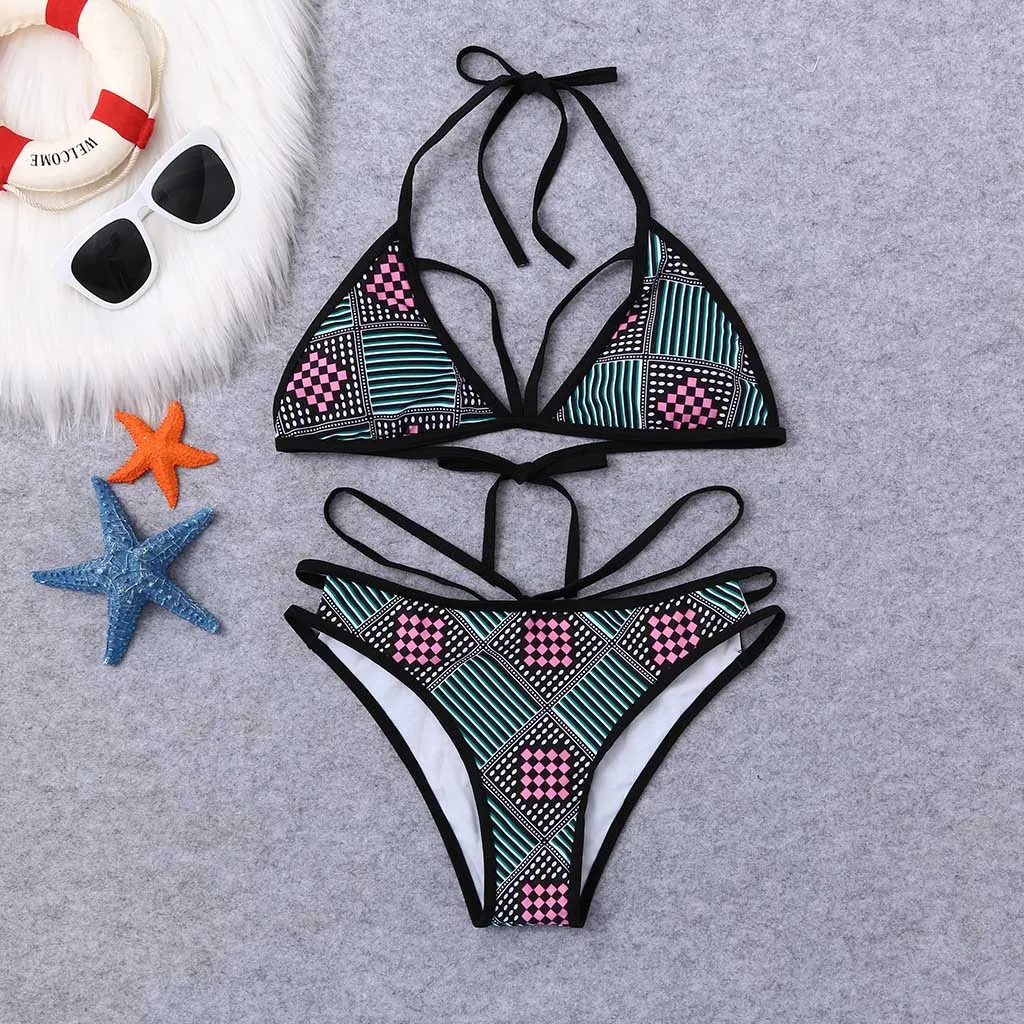 

Women Print Bikini Set Swimming Two Piece Swimsuits Swimwear Beach Suit Bikinis 2019 mujer Traje de bano