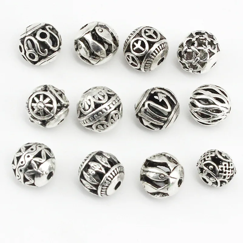 10 Pcs Tibetan Silver Round Fillgree Spacer Beads For Craft Findings 11mm DIY 
