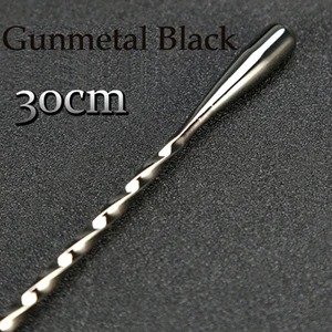 Коктейльная ложка для перемешивания, ложка из нержавеющей стали, профессиональный инструмент для коктейля, бара, японский стиль, Каплевидный Дизайн - Цвет: Gunmetal black 30cm