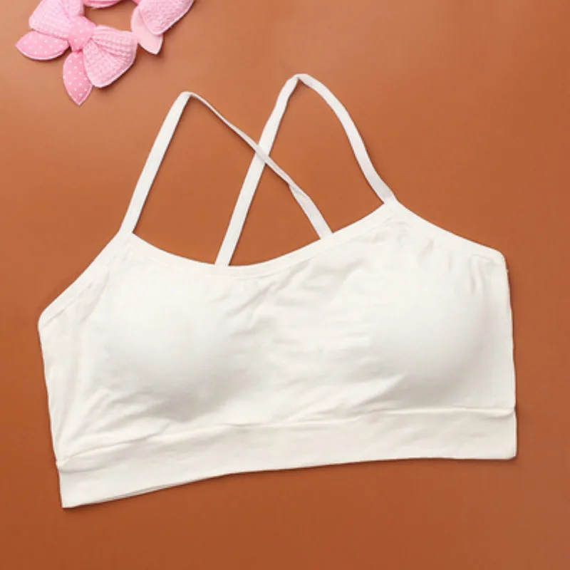 

2pc/lot wholesale ! Bra for A Teenager with Removable Pad Thin Strap Bra for Small Breasts Top Vest Bra White Sport Girl