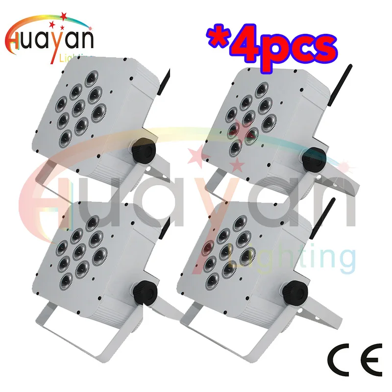 

4PCS/PACK Professional DJ Lighting Battery Wireless RGBWA LED Par Can Wash 9*10W RGBAW 5in1 Lighting,DJ Uplighting Slim PAR