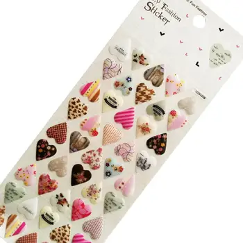 

1sheet novelty 3D heart style PVC sticker DIY Multifunction label mobile stickers Scrapbooking School Office Stationery