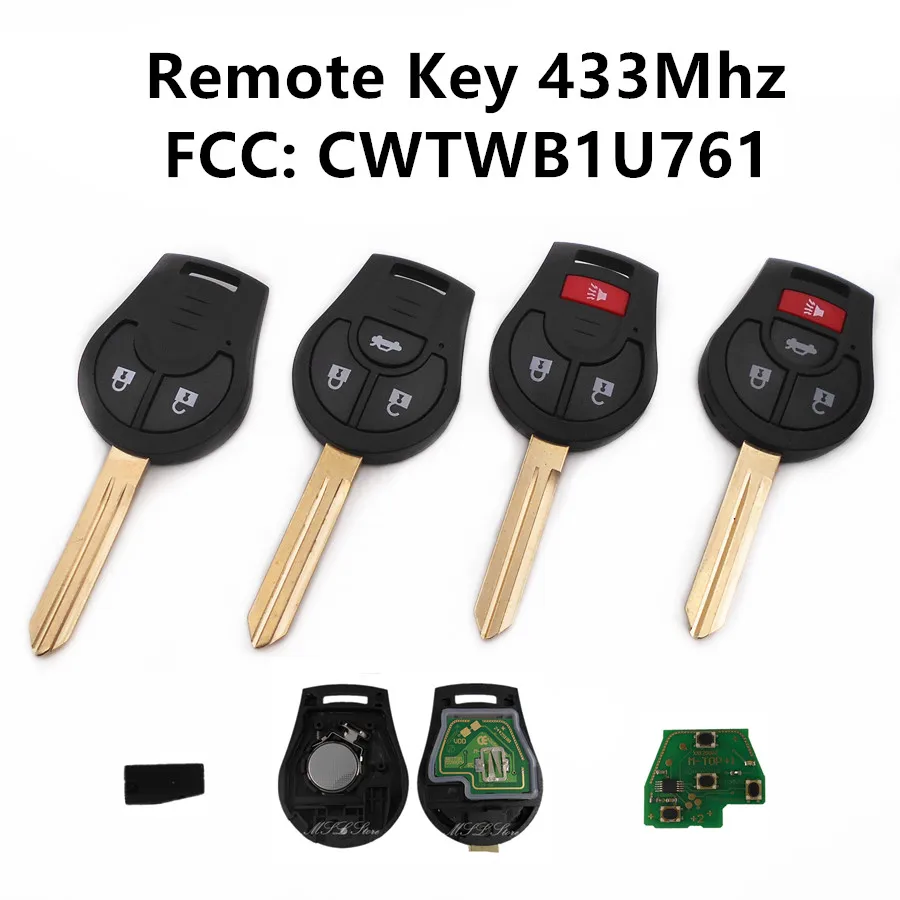 

Remote Key 433Mhz for Nissan March Tiida Qashqai 350Z Altima Armada Cube Juke Maxima X-Trail Pathfinder NV200 Rogue Sentra Versa