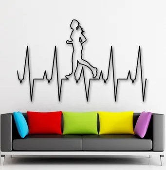 

Custom detachable home decor living room sticker run fitness wall applique healthy lifestyle decorative poster