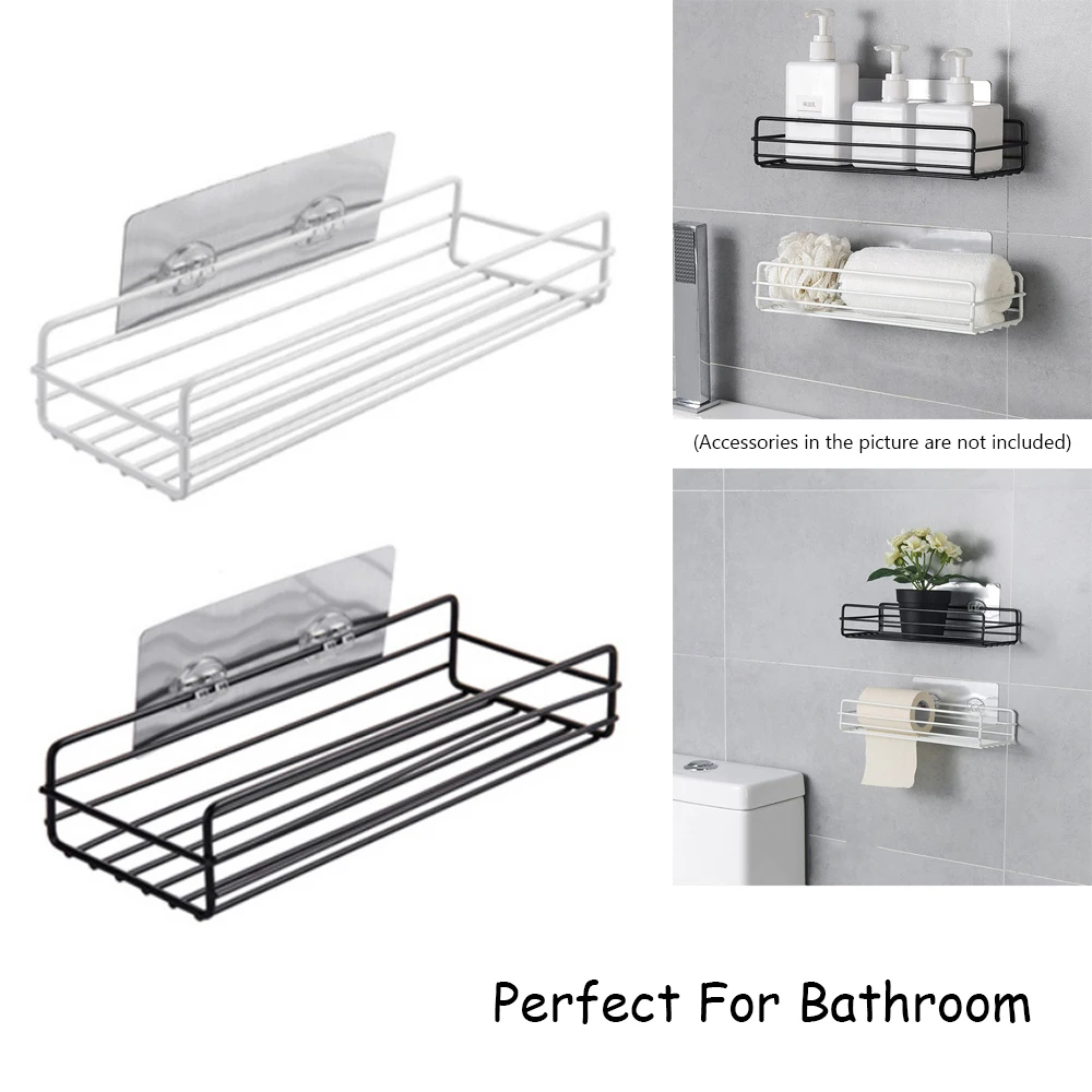 

1PC Practical Aluminum Alloy Shelf Adhesive Storage Rack Holder Shower Gel Shampoo Organizer Kitchen Bathroom Accessories