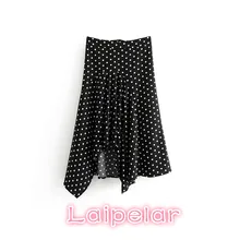 Элегантная длинная юбка в горошек для женщин с рюшами, повседневная юбка макси с высокой талией,, богемная пляжная летняя юбка с разрезом, женская уличная одежда