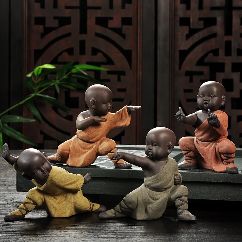 

Tea Accessories Kung Fu Monk Ornaments Pottery Purple Clay Tea Ceremony Pet Kong Fu Monk Model Table Decoration Ornament
