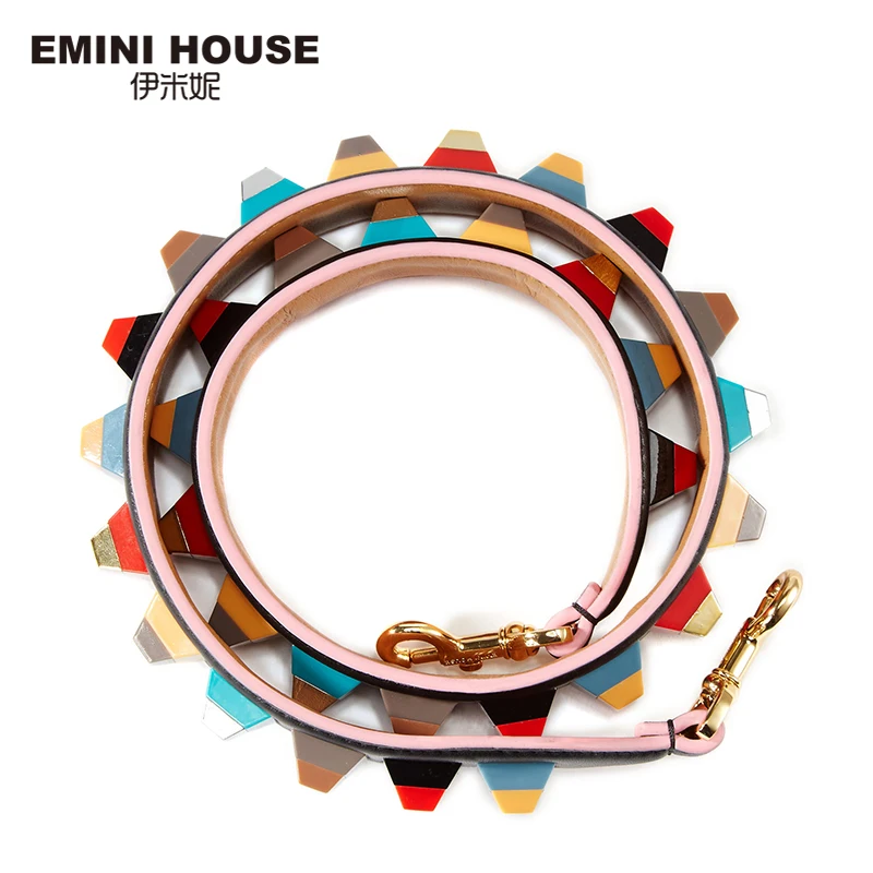 EMINI HOUSE Genuine Leather Shoulder Strap Colorful Acrylic Women Bag Strap 89cm 4cm