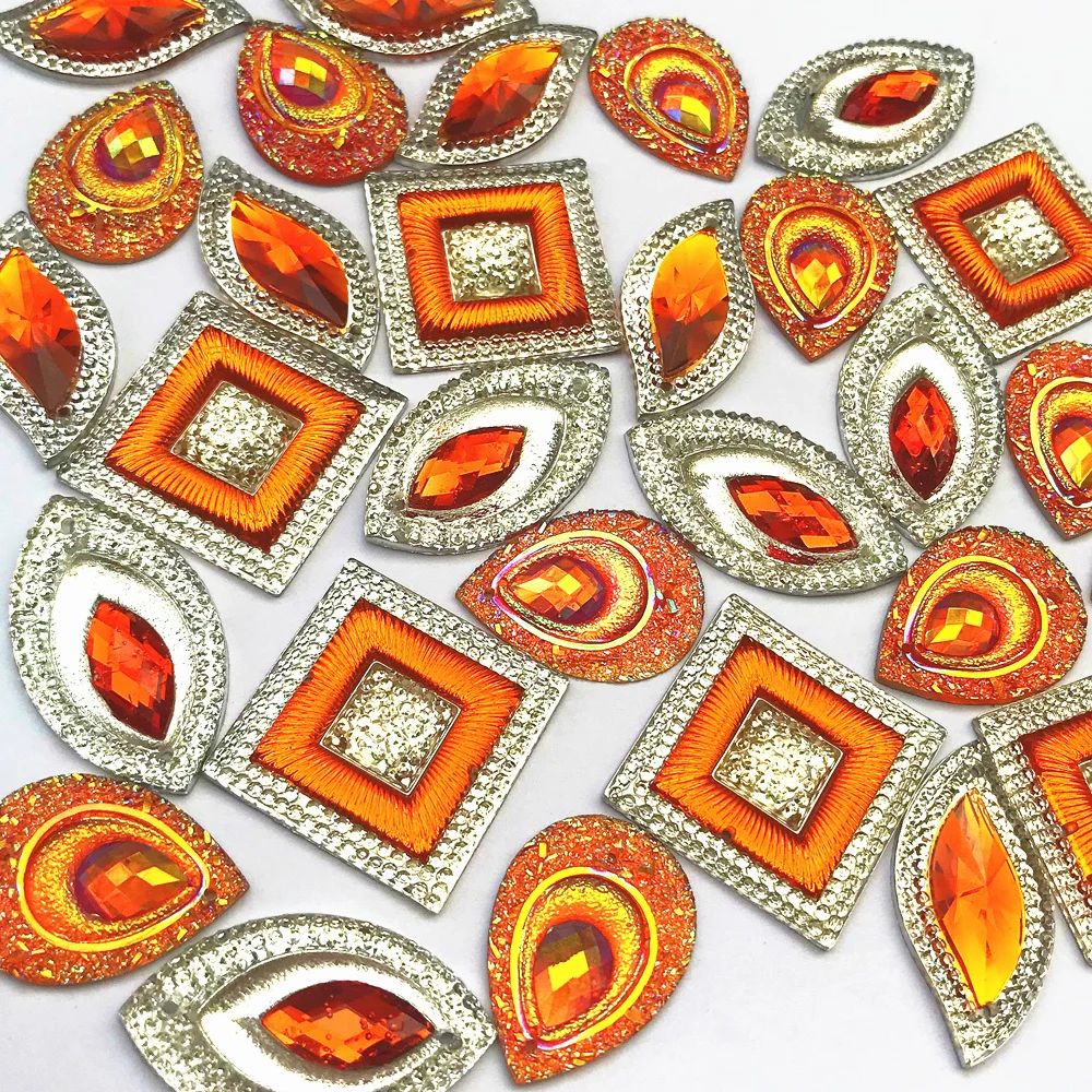

MIxed Shape Orange Diy Flat back AB Sew on Rhinestones Mix Beads AB For Sewing Stones Handicrafts Clothing Gown Dress Decoration