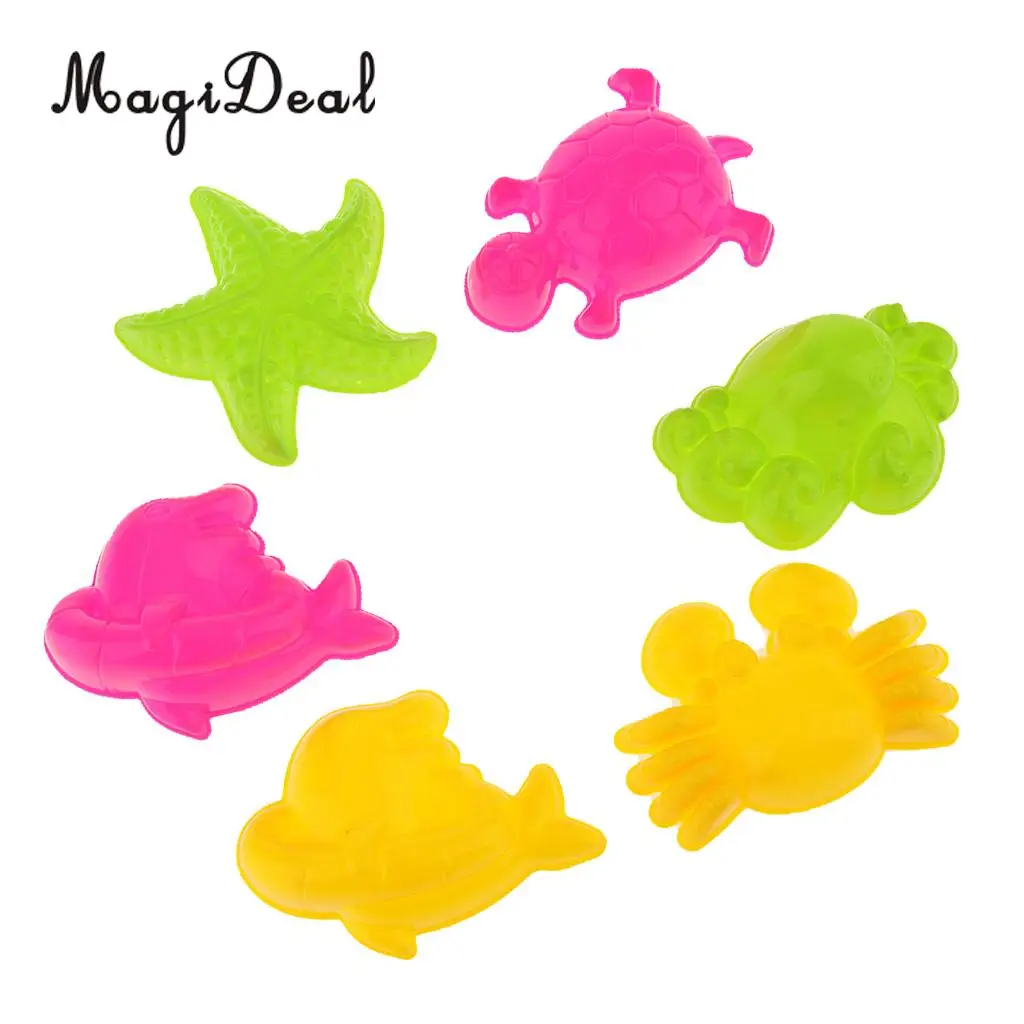 MagiDeal 6Pcs/Lot Sea Animal Sandcastle Sand Clay Mold Beach Park Indoor Kids Baby Children Educational Toy Random Color