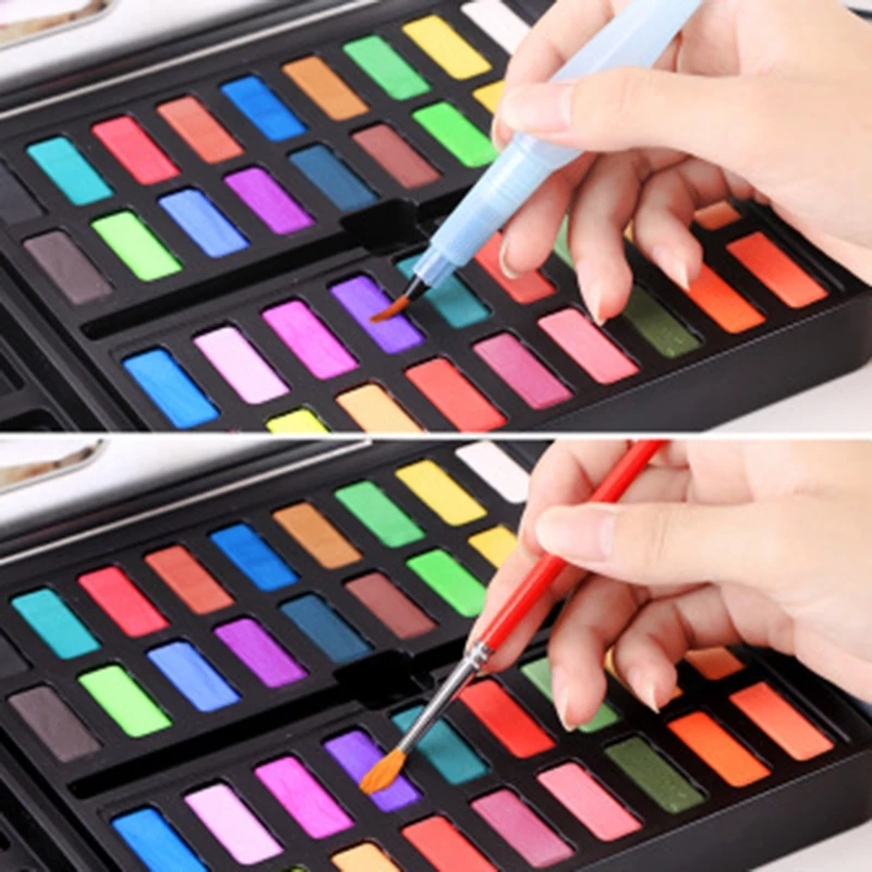 36 цветов твердая Акварельная художественная краска набор краски ing коробка с ручками бумага и сумка
