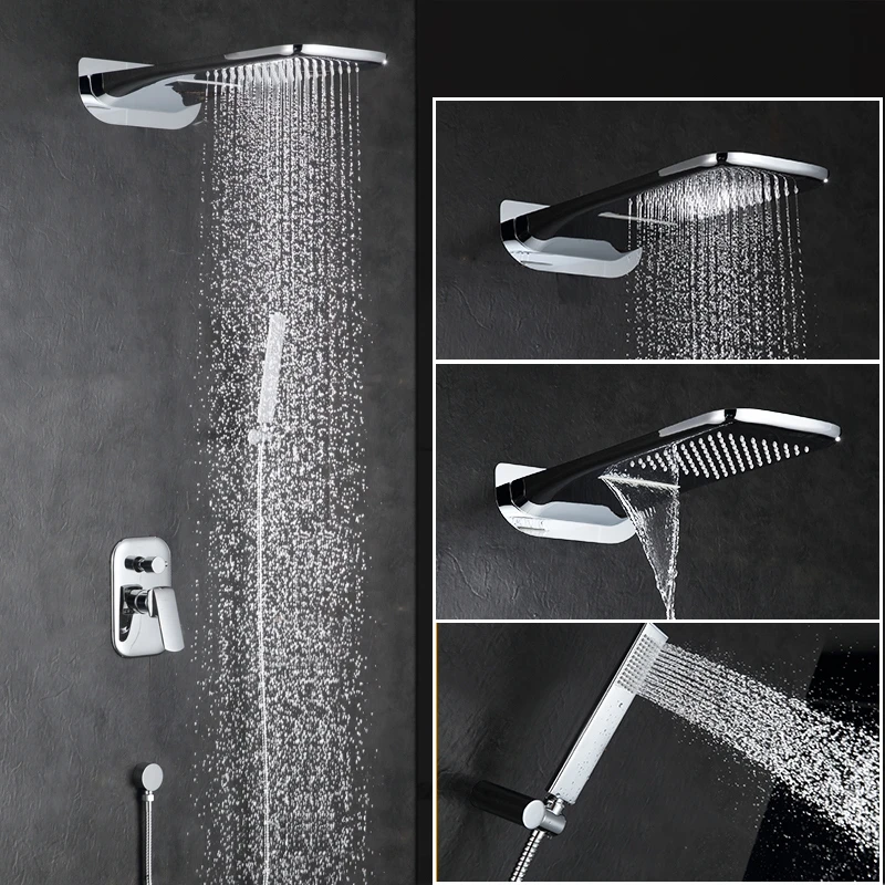 Bathroom three function solid brass waterfall rainfall ...