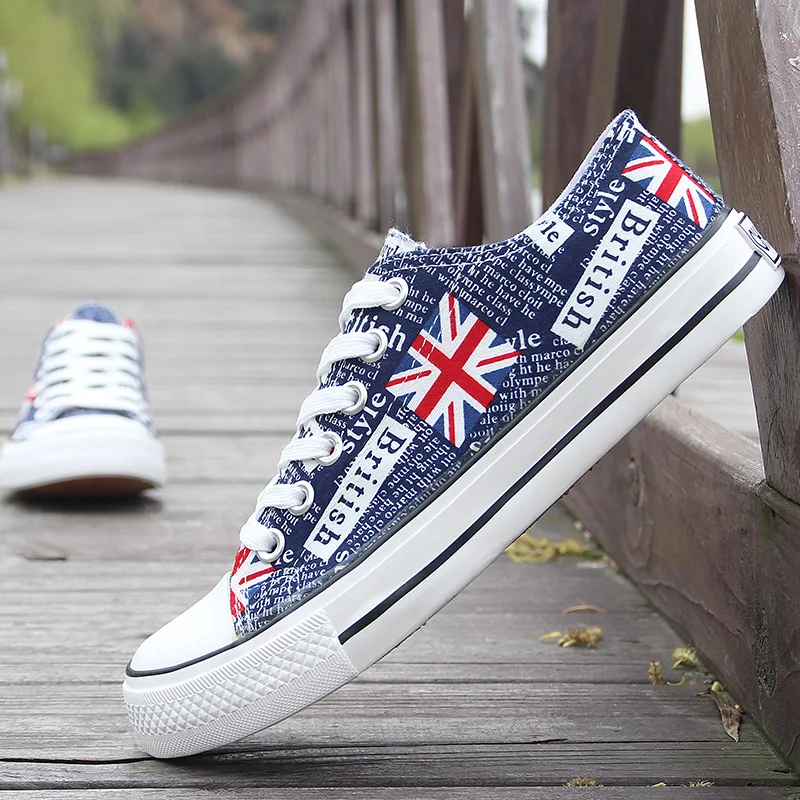 

new 2016 men flag print canvas shoes breathable flat causal shoes cool guys hip hop shoes size 39-44