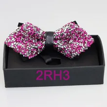 YIBEI coahella Галстуки для взрослых серебро ярко-розовое украшение для ногтей Галстуки для выпускного вечера выполнения Алмазная бабочка подарок в коробке Borboletas