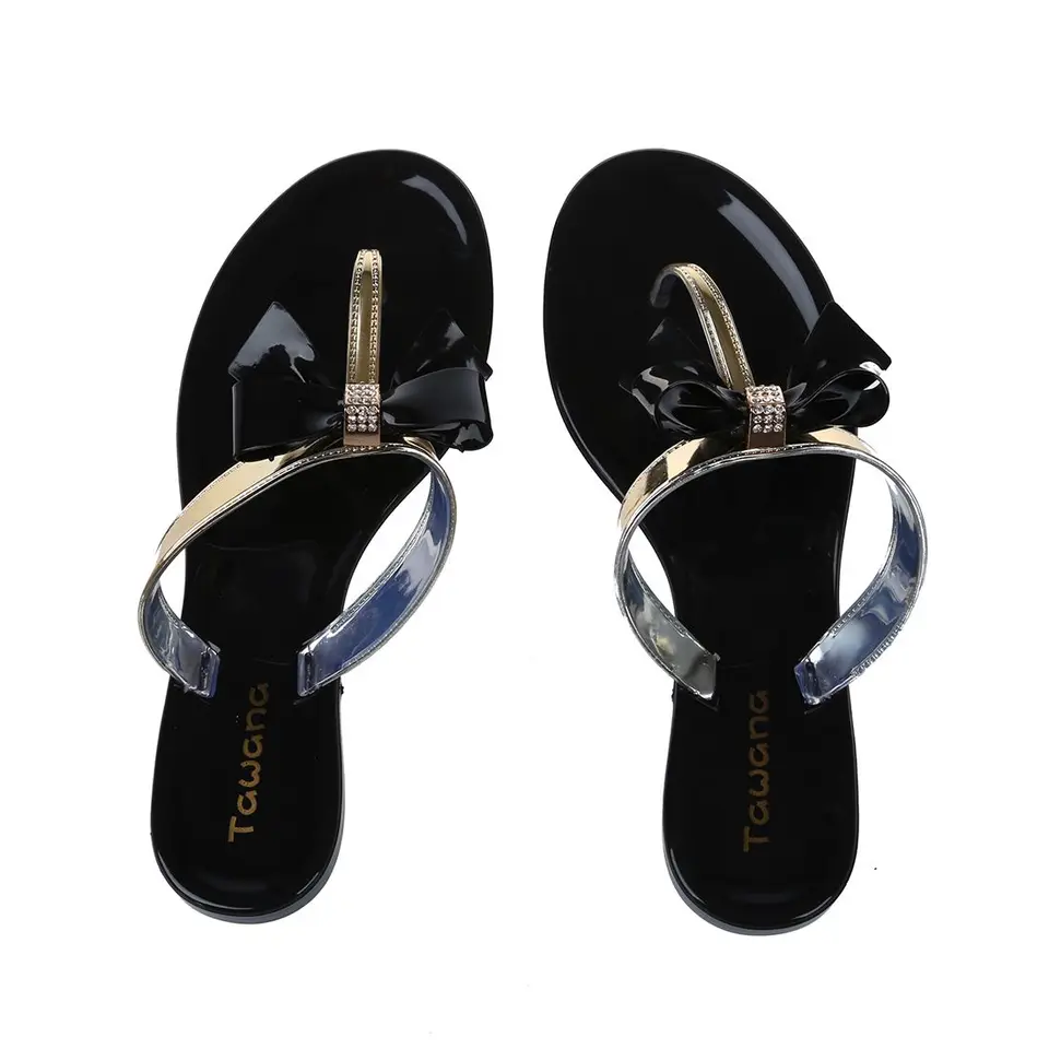 diamante bow flip flops