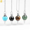 CSJA-pendentifs de Yoga, pierres précieuses rondes naturelles, Aventurine vertes, Onyx Lapis-Lazuli, Quartz rose, Reiki E564 ► Photo 3/6