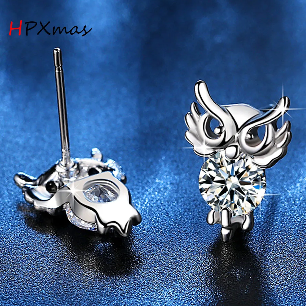 

HPXmas Cute Animal Owl Silvery Earrings Top Quality Fashion Wedding Jewelry Valentines Gift for Women Girl B22