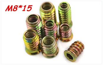 

150pcs M8*15mm inside and outside teeth embedded alloy hex nut wood furniture nut trapezoidal nut