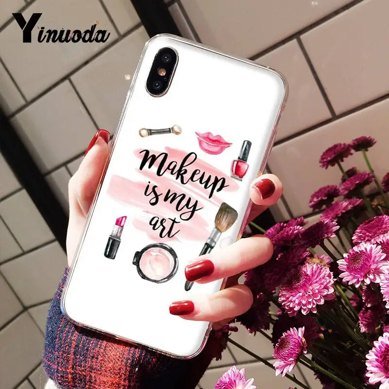 Beautiful girl's makeup brush painting