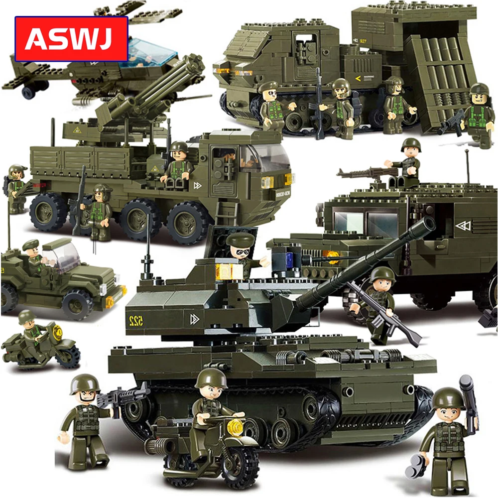 

Military War Building Blocks SWAT Headquarters Tank Helicopter Vehicle Bricks Model DIY Educationa Toys For Kids Gifts Legoes