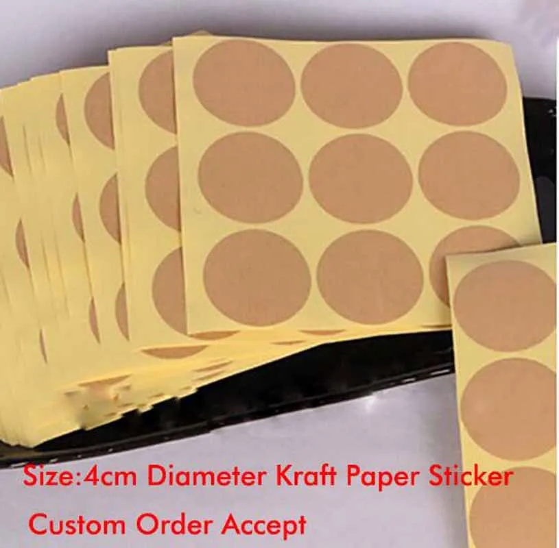 

Wholesale 40mm Round DIY Kraft Blank Seal Stickers Self-adhesive Label Sticker Custom Logo Cost Extra MOQ :1000 PCS