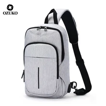 OZUKO, многофункциональные модные водонепроницаемые мужские нагрудные сумки, внешний USB интерфейс, сумка на одно плечо, нагрудная сумка через плечо