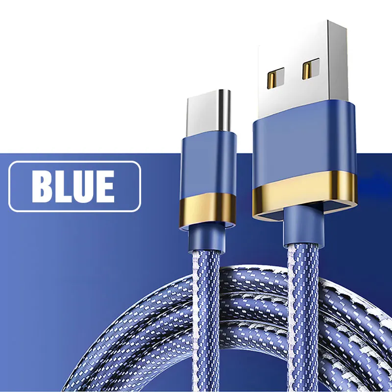 Usb type-C Micro кабель из цинкового сплава прочный кабель для samsung S8 S9 huawei type C Micro Быстрая зарядка линия передачи данных на Xiaomi USB Micro - Цвет: For Type-C Blue